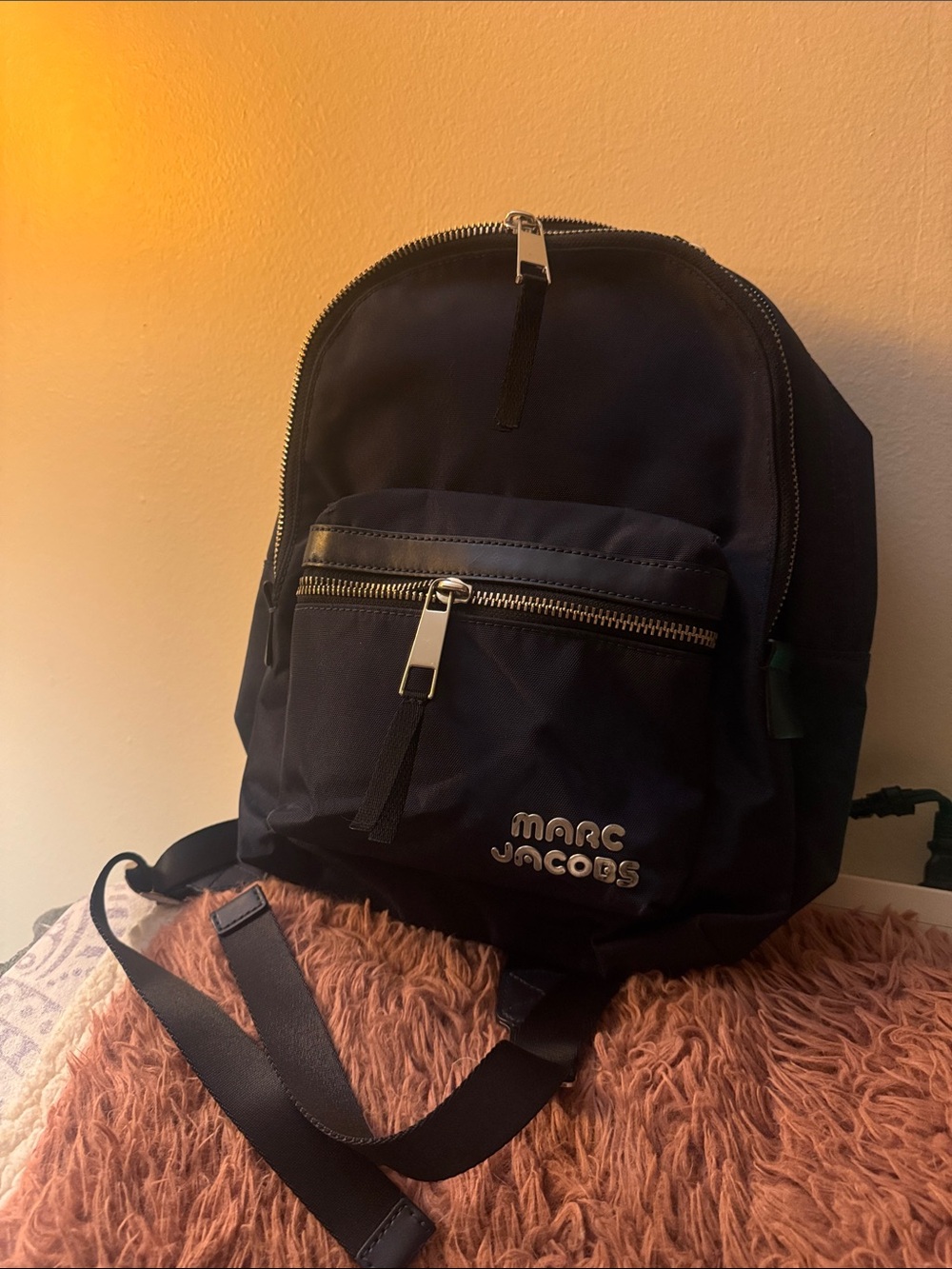 Marc Jacobs navy blue Nylon Compact Backpack with Front Zip Pocket - Picture 4 of 7